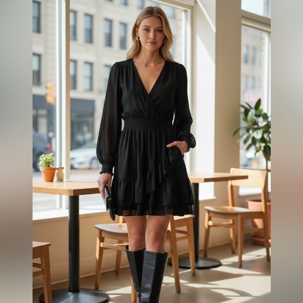 MICHAEL Michael Kors Black Long Sleeve Dress - casual - Size XL